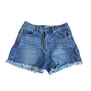 abound high waisted denim shorts with raw hemline t-shirt size 27